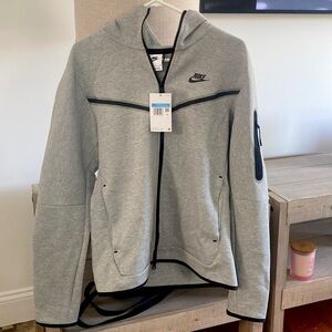 NEW Men’s Nike Sportswear Tech Fleece Taped Full-Zip Hoodie Dark Grey Heather